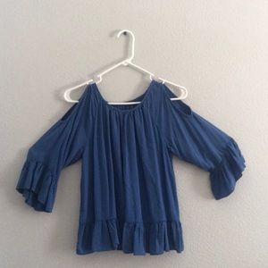 A blue casual top